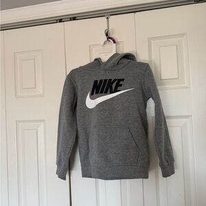 Nike Gray Hoodie with White Swoosh and Black Logo